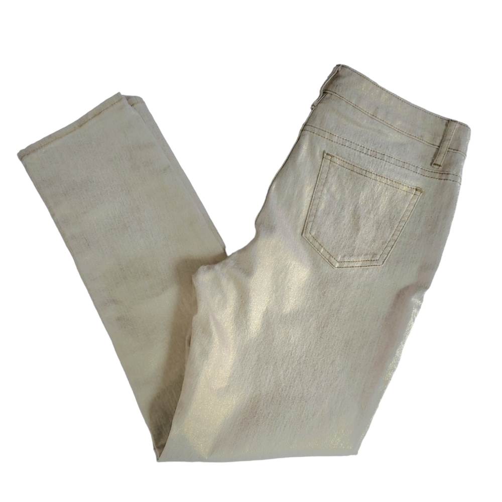 Women's Ellen Tracy “Betty” Slim Ankle Gold Metallic Jeans Size 4